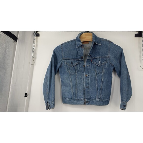 VTG Levis Denim Trucker Jacket Men’s Made In USA Large red  Tab size 38 paper - Picture 2 of 11